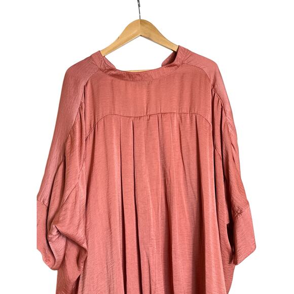 GiGio Women's Oversized Loose Fit Button Down Top Hi-Low Hem Size L Rose - Picture 6 of 8